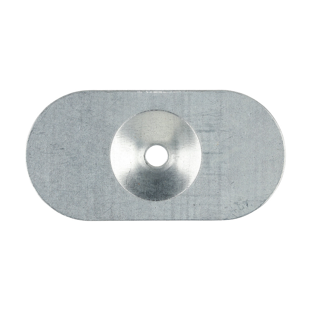 This is an image showing TIMCO Metal Oval Stress Plate - Galvanised - 82 x 40 - 50 Pieces Box available from T.H Wiggans Ironmongery in Kendal, quick delivery at discounted prices.