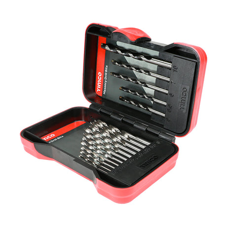 This is an image showing TIMCO Ground Jobber & Masonry Drill Set - 17pcs - 17 Pieces Case available from T.H Wiggans Ironmongery in Kendal, quick delivery at discounted prices.