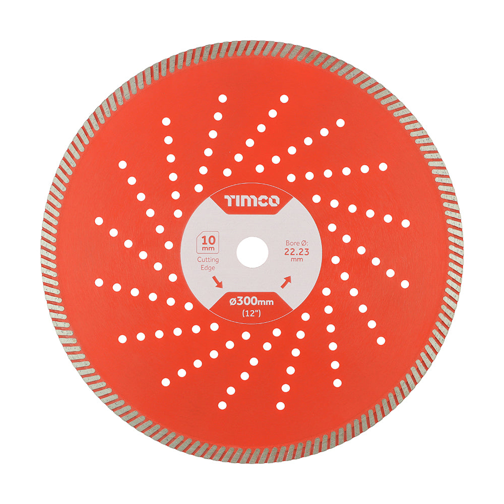 This is an image showing TIMCO Premium Diamond Blade - Turbo Continuous  - 300 x 22.2 - 1 Each Box available from T.H Wiggans Ironmongery in Kendal, quick delivery at discounted prices.