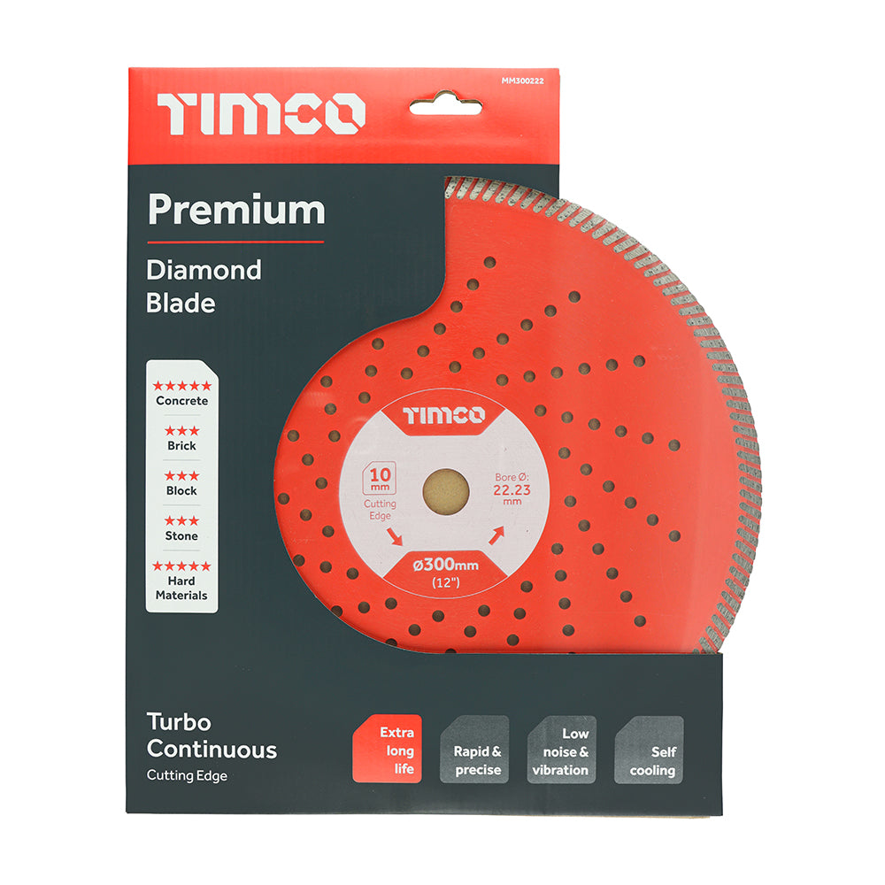 This is an image showing TIMCO Premium Diamond Blade - Turbo Continuous  - 300 x 22.2 - 1 Each Box available from T.H Wiggans Ironmongery in Kendal, quick delivery at discounted prices.