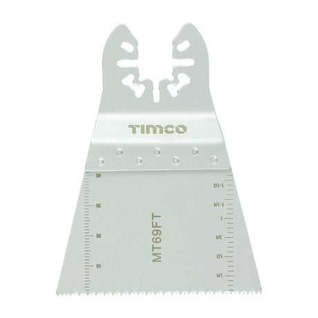 This is an image showing TIMCO Multi-Tool Blade - Straight Fine - For Wood - 69mm - 1 Each Blister Pack available from T.H Wiggans Ironmongery in Kendal, quick delivery at discounted prices.