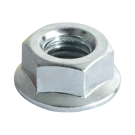 This is an image showing TIMCO Hex Serrated Flange Nuts - Zinc - M12 - 100 Pieces Box available from T.H Wiggans Ironmongery in Kendal, quick delivery at discounted prices.