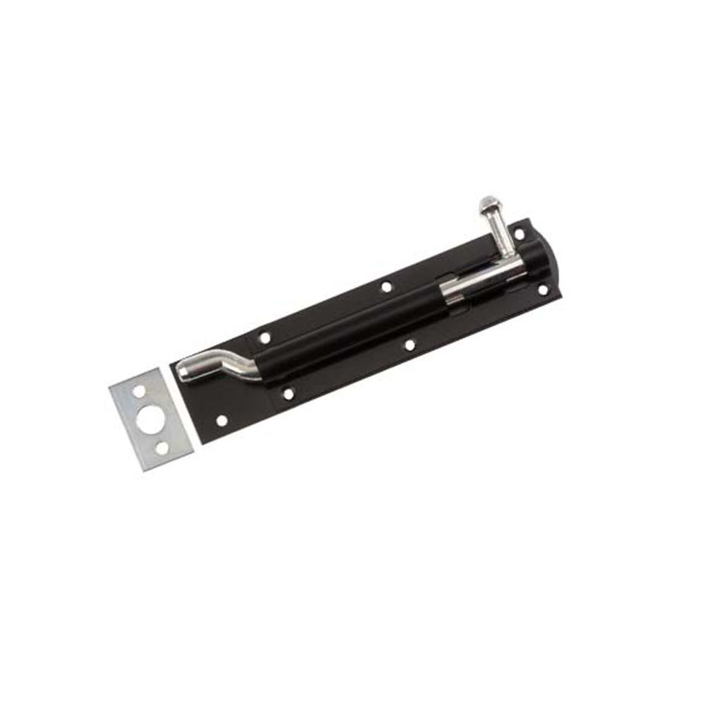 This is an image of Spira Brass - Iron Barrel Bolt - Necked 6" Black available to order from T.H Wiggans Architectural Ironmongery in Kendal, quick delivery and discounted prices.