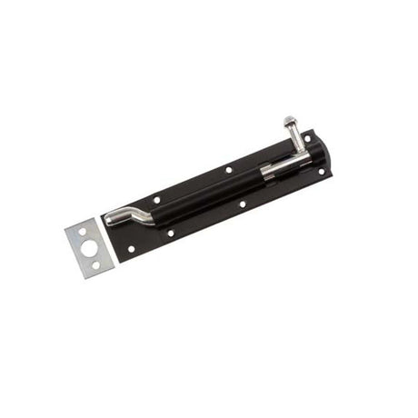 This is an image of Spira Brass - Iron Barrel Bolt - Necked 6" Black available to order from T.H Wiggans Architectural Ironmongery in Kendal, quick delivery and discounted prices.