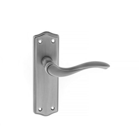 This is an image of Old English Warwick Latch Lever on Backplate - Matt Gun Metal available to order from T.H Wiggans Architectural Ironmongery in Kendal, quick delivery and discounted prices.