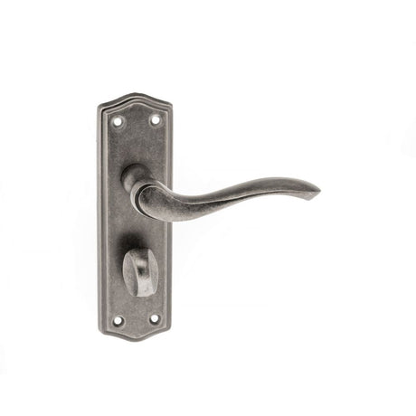 This is an image of Old English Warwick WC Lever on Backplate - Distressed Silver available to order from T.H Wiggans Architectural Ironmongery in Kendal, quick delivery and discounted prices.