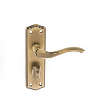 This is an image of Old English Warwick WC Lever on Backplate - Matt Antique Brass available to order from T.H Wiggans Architectural Ironmongery in Kendal, quick delivery and discounted prices.