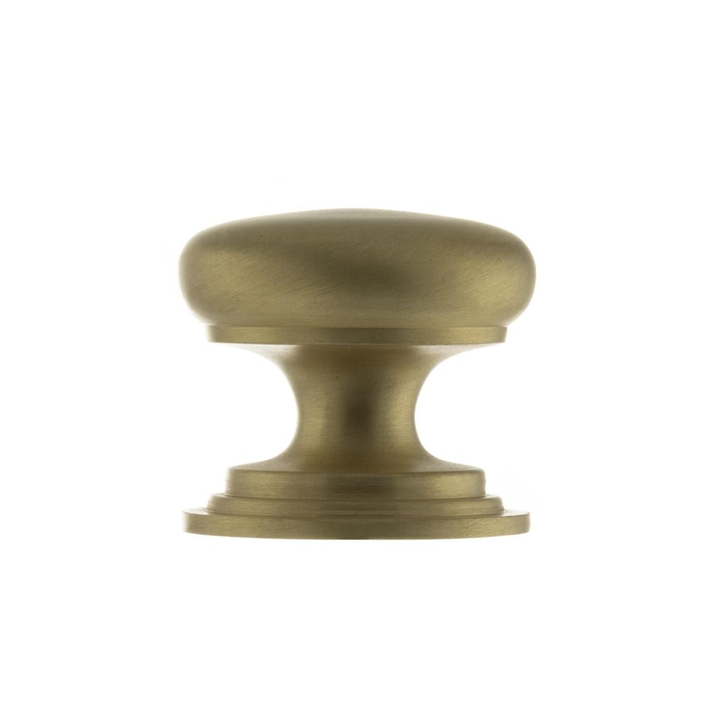 This is an image of Old English Lincoln Solid Brass Cabinet Knob 38mm Concealed Fix - Sat. Brass available to order from Trade Door Handles.