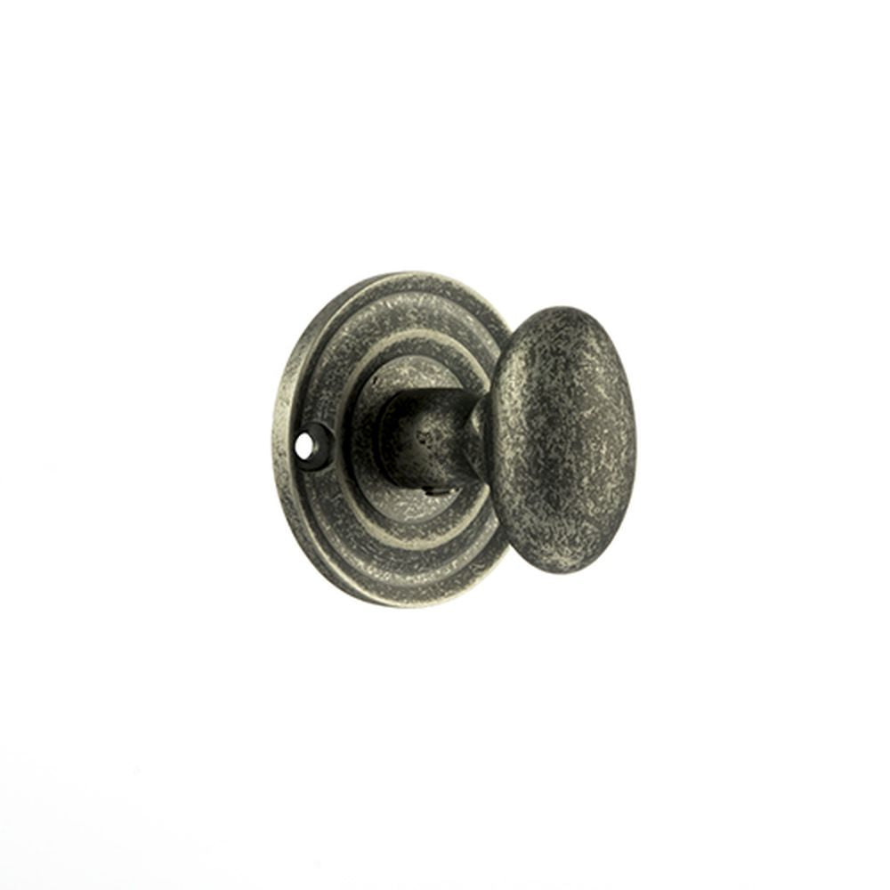 This is an image of Old English Solid Brass Oval WC Turn and Release - Distressed Silver available to order from T.H Wiggans Architectural Ironmongery in Kendal, quick delivery and discounted prices.