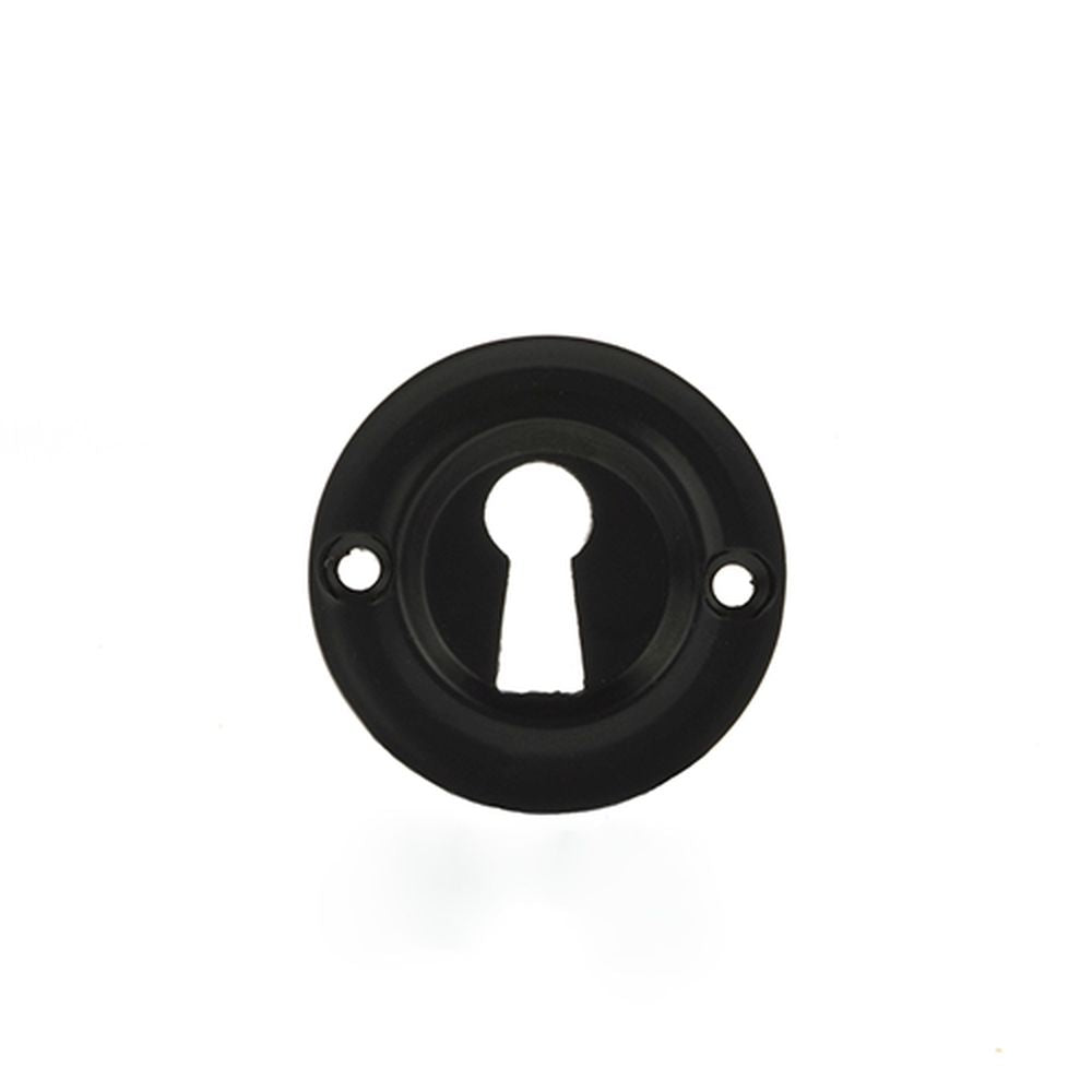 This is an image of Old English Solid Brass Open Key Hole Escutcheon - Matt Black available to order from T.H Wiggans Architectural Ironmongery in Kendal, quick delivery and discounted prices.