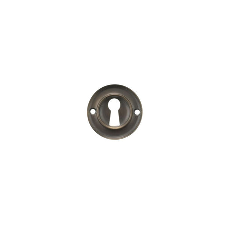 This is an image of Old English Solid Brass Open Key Hole Escutcheon - Urban Dark Bronze available to order from Trade Door Handles.