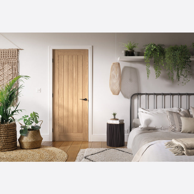 This is an image showing LPD - Belize Unfinished Oak Doors 526 x 2040 available from T.H Wiggans Ironmongery in Kendal, quick delivery at discounted prices.