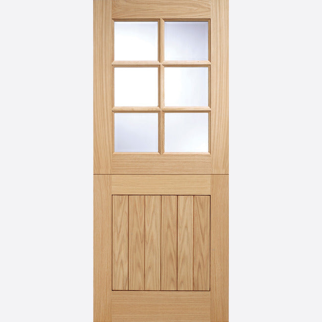 This is an image showing LPD - Cottage Stable 6L Unfinished Oak Doors 813 x 2032 available from T.H Wiggans Ironmongery in Kendal, quick delivery at discounted prices.