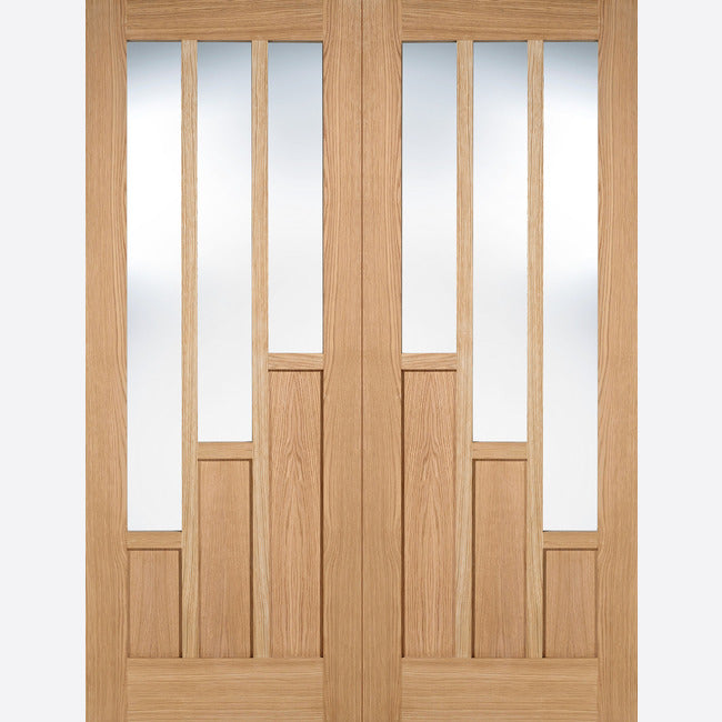 This is an image showing LPD - Coventry Pair Unfinished Oak Doors 915 x 1981 available from T.H Wiggans Ironmongery in Kendal, quick delivery at discounted prices.