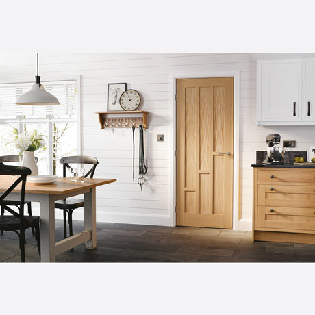 This is an image showing LPD - Coventry Unfinished Oak Doors 726 x 2040 available from T.H Wiggans Ironmongery in Kendal, quick delivery at discounted prices.