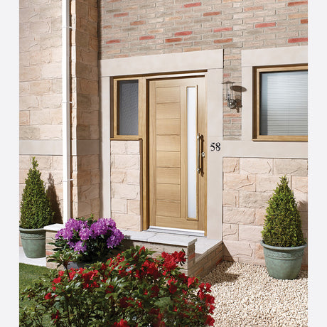 This is an image showing LPD - Goodwood 1L Unfinished Oak Doors 762 x 1981 available from T.H Wiggans Ironmongery in Kendal, quick delivery at discounted prices.