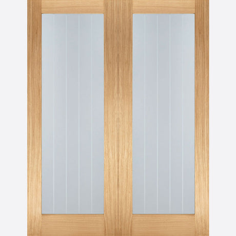 This is an image showing LPD - Mexicano Pair Unfinished Oak Doors 914 x 1981 available from T.H Wiggans Ironmongery in Kendal, quick delivery at discounted prices.
