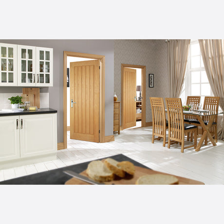 This is an image showing LPD - Mexicano Unfinished Oak Doors 526 x 2040 available from T.H Wiggans Ironmongery in Kendal, quick delivery at discounted prices.