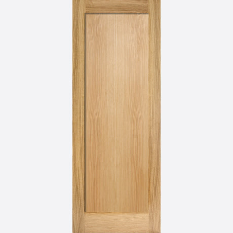 This is an image showing LPD - Pattern 10 One Panel Unfinished Oak Doors 762 x 1981 FD 30 available from T.H Wiggans Ironmongery in Kendal, quick delivery at discounted prices.
