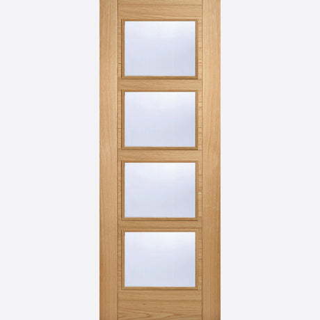 This is an image showing LPD - Vancouver 4L Pre-Finished Oak Doors 838 x 1981 FD 30 available from T.H Wiggans Ironmongery in Kendal, quick delivery at discounted prices.