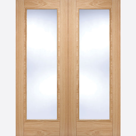 This is an image showing LPD - Vancouver Pair Pre-Finished Oak Doors 914 x 1981 available from T.H Wiggans Ironmongery in Kendal, quick delivery at discounted prices.