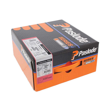 This is an image showing TIMCO Paslode IM360Ci Nails & Fuel Cells Trade Pack - Ring Shank - Hot Dipped Galvanised - 140631 - 2.8 x 63/3CFC - 3300 Pieces Box available from T.H Wiggans Ironmongery in Kendal, quick delivery at discounted prices.