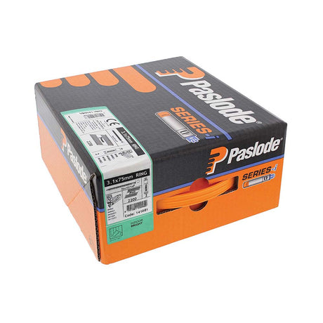 This is an image showing TIMCO Paslode IM360Ci Nails & Fuel Cells Trade Pack - Ring Shank - Bright - 141081 - 3.1 x 75/2CFC - 2200 Pieces Box available from T.H Wiggans Ironmongery in Kendal, quick delivery at discounted prices.