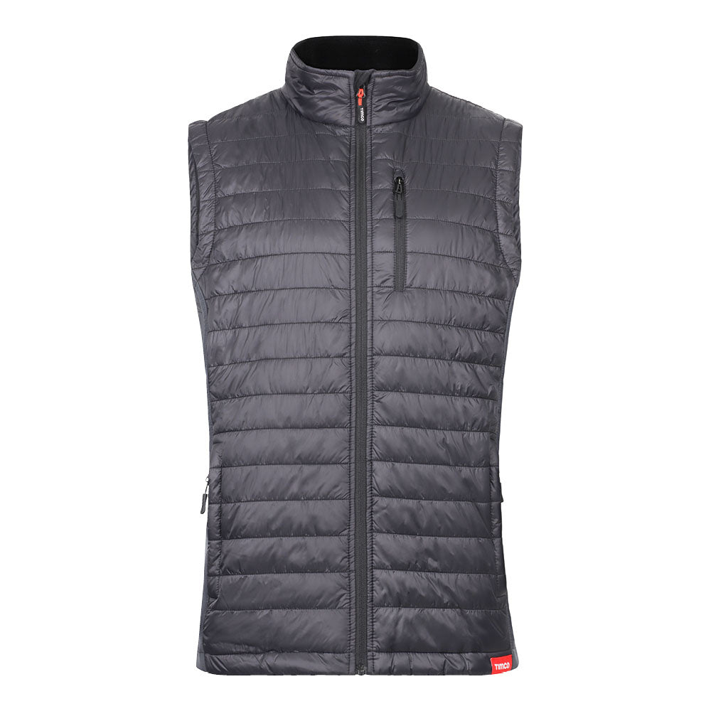 This is an image showing TIMCO Padded Bodywarmer - Grey/Black - Medium - 1 Each Bag available from T.H Wiggans Ironmongery in Kendal, quick delivery at discounted prices.
