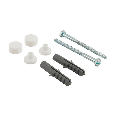 This is an image showing TIMCO Pan/Bidet Fixing Kit - White - Pan Kit - 2 Pieces TIMpac available from T.H Wiggans Ironmongery in Kendal, quick delivery at discounted prices.