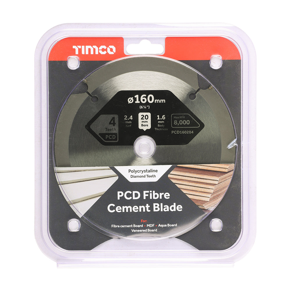 This is an image showing TIMCO PCD Fibre Cement Saw Blade - 160 x 20 x 4T - 1 Each Clamshell available from T.H Wiggans Ironmongery in Kendal, quick delivery at discounted prices.