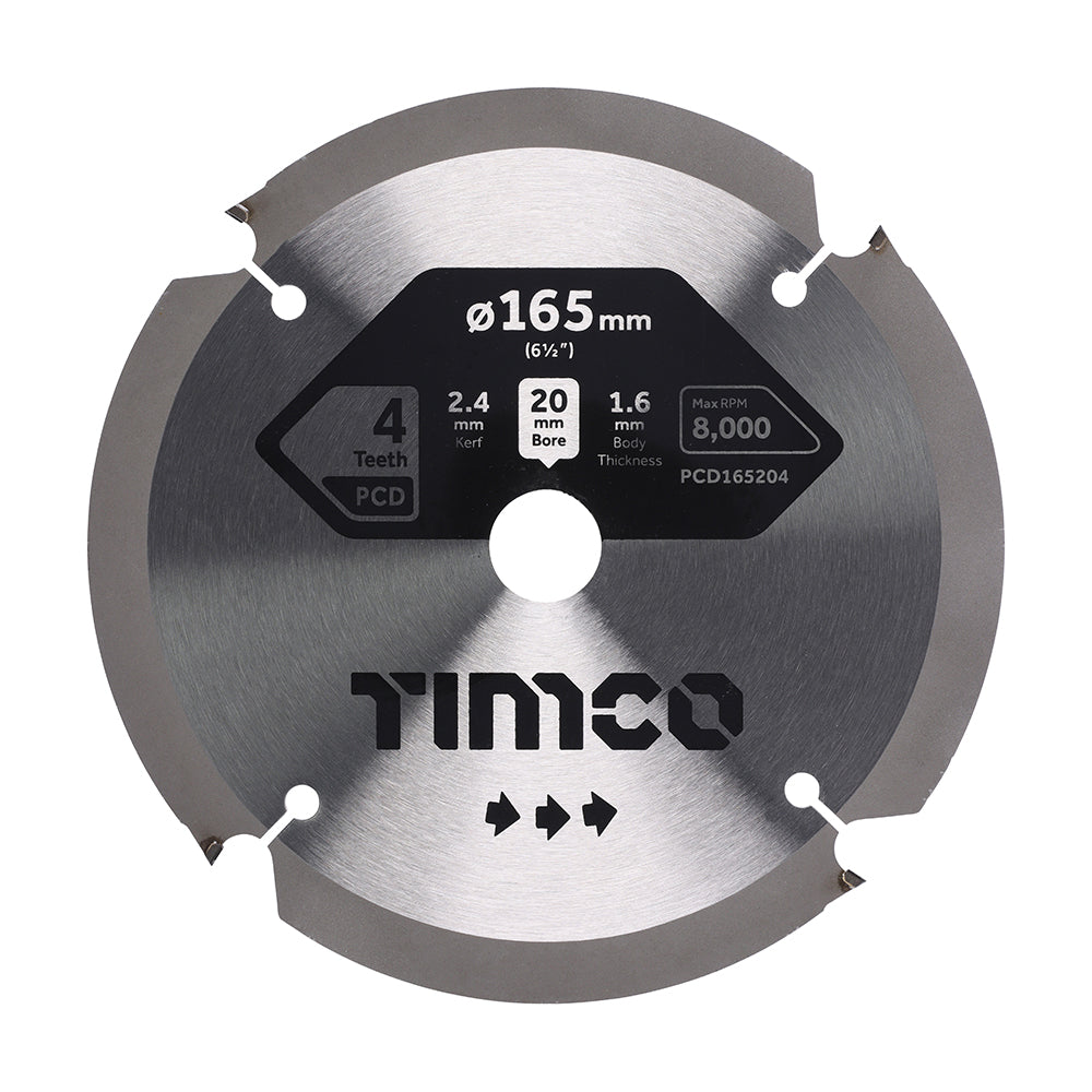 This is an image showing TIMCO PCD Fibre Cement Saw Blade - 165 x 20 x 4T - 1 Each Clamshell available from T.H Wiggans Ironmongery in Kendal, quick delivery at discounted prices.