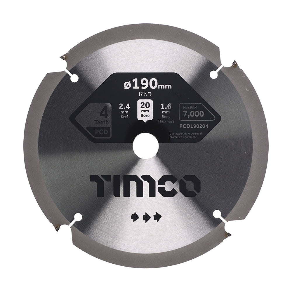 This is an image showing TIMCO PCD Fibre Cement Saw Blade - 190 x 20 x 4T - 1 Each Clamshell available from T.H Wiggans Ironmongery in Kendal, quick delivery at discounted prices.