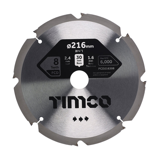 This is an image showing TIMCO PCD Fibre Cement Saw Blade - 216 x 30 x 8T - 1 Each Clamshell available from T.H Wiggans Ironmongery in Kendal, quick delivery at discounted prices.