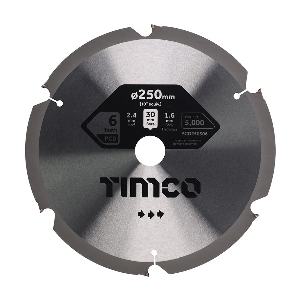 This is an image showing TIMCO PCD Fibre Cement Saw Blade - 250 x 30 x 6T - 1 Each Clamshell available from T.H Wiggans Ironmongery in Kendal, quick delivery at discounted prices.