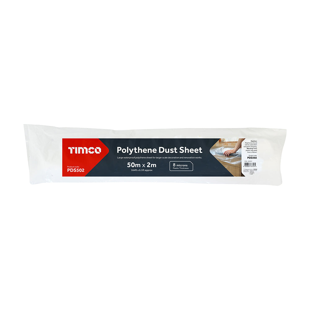 This is an image showing TIMCO Polythene Dust Sheet - 50m x 2m - 1 Each Bag available from T.H Wiggans Ironmongery in Kendal, quick delivery at discounted prices.