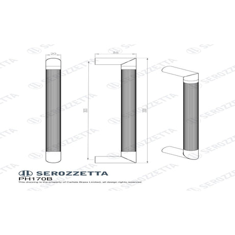 This image is a line drwaing of a Serozzetta - Mitred Lines Pull Handle available to order from Trade Door Handles in Kendal