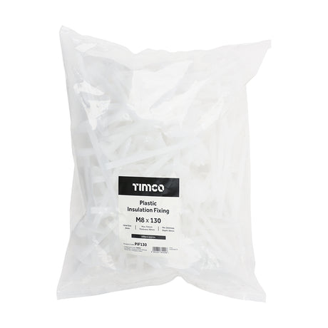 This is an image showing TIMCO Plastic Insulation Fixings - White - 8.0 x 130 - 100 Pieces Bag available from T.H Wiggans Ironmongery in Kendal, quick delivery at discounted prices.