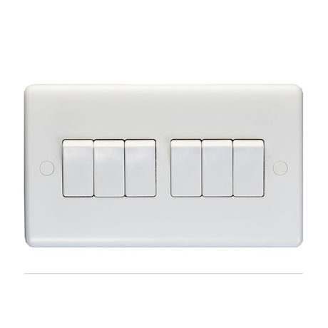 This is an image showing Eurolite Enhance White Plastic 2 Gang Switch - White pl3062 available to order from T.H. Wiggans Ironmongery in Kendal, quick delivery and discounted prices.