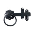 This is an image showing TIMCO Ring Gate Latch - Plain - Black - 6" - 1 Each TIMbag available from T.H Wiggans Ironmongery in Kendal, quick delivery at discounted prices.