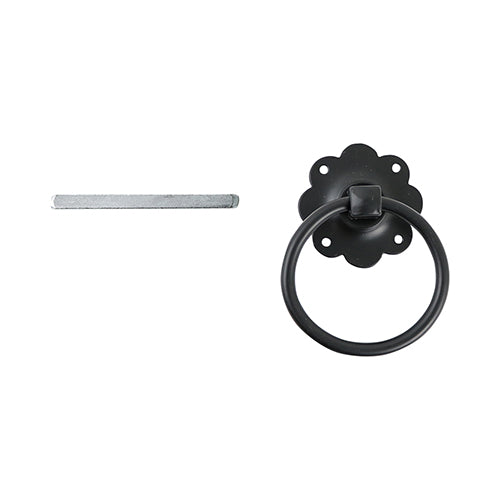 This is an image showing TIMCO Ring Gate Latch - Plain - Black - 6" - 1 Each TIMbag available from T.H Wiggans Ironmongery in Kendal, quick delivery at discounted prices.