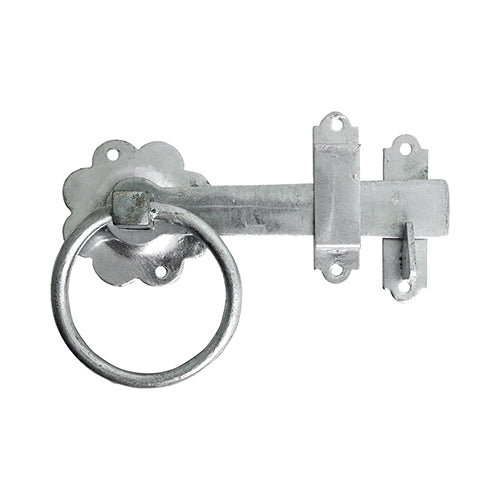 This is an image showing TIMCO Ring Gate Latch - Plain - Hot Dipped Galvanised - 6" - 1 Each TIMbag available from T.H Wiggans Ironmongery in Kendal, quick delivery at discounted prices.