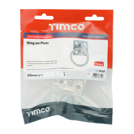 This is an image showing TIMCO Ring on Plate - Hot Dipped Galvanised - 2" - 1 Each TIMbag available from T.H Wiggans Ironmongery in Kendal, quick delivery at discounted prices.