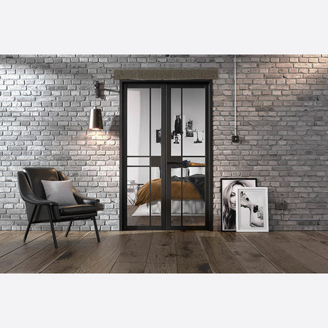 This is an image showing LPD - Greenwich W4 Primed Black Doors 1246 x 2031 available from T.H Wiggans Ironmongery in Kendal, quick delivery at discounted prices.