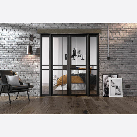 This is an image showing LPD - Greenwich W6 Primed Black Doors 1904 x 2031 available from T.H Wiggans Ironmongery in Kendal, quick delivery at discounted prices.