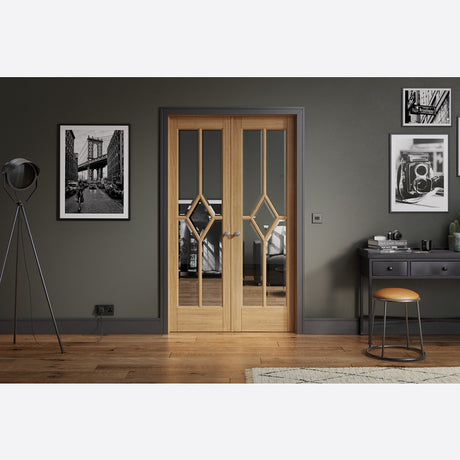 This is an image showing LPD - Reims W4 Pre-finished Oak Doors 1246 x 2031 available from T.H Wiggans Ironmongery in Kendal, quick delivery at discounted prices.