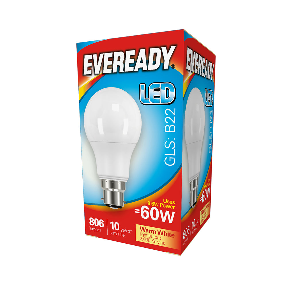 This is an image showing TIMCO Eveready LED GLS Light Bulb - B22 - 806 Lumen - 8.8W - Warm Light - 806 Lumen - 5 Pieces Pack available from T.H Wiggans Ironmongery in Kendal, quick delivery at discounted prices.