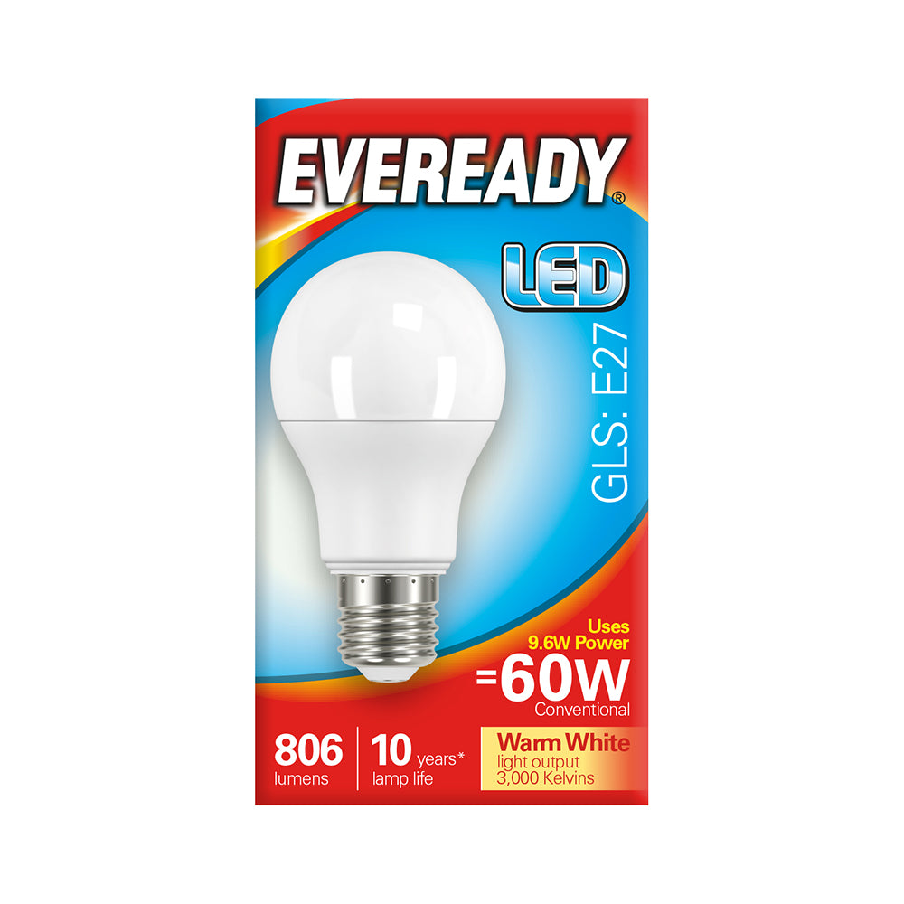 This is an image showing TIMCO Eveready LED GLS Light Bulb - E27 - 806 Lumen - 8.8W - Warm Light - 806 Lumen - 5 Pieces Pack available from T.H Wiggans Ironmongery in Kendal, quick delivery at discounted prices.
