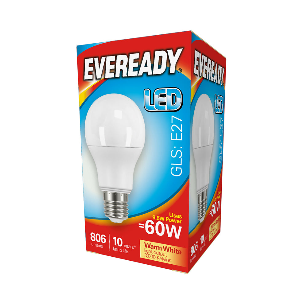 This is an image showing TIMCO Eveready LED GLS Light Bulb - E27 - 806 Lumen - 8.8W - Warm Light - 806 Lumen - 5 Pieces Pack available from T.H Wiggans Ironmongery in Kendal, quick delivery at discounted prices.