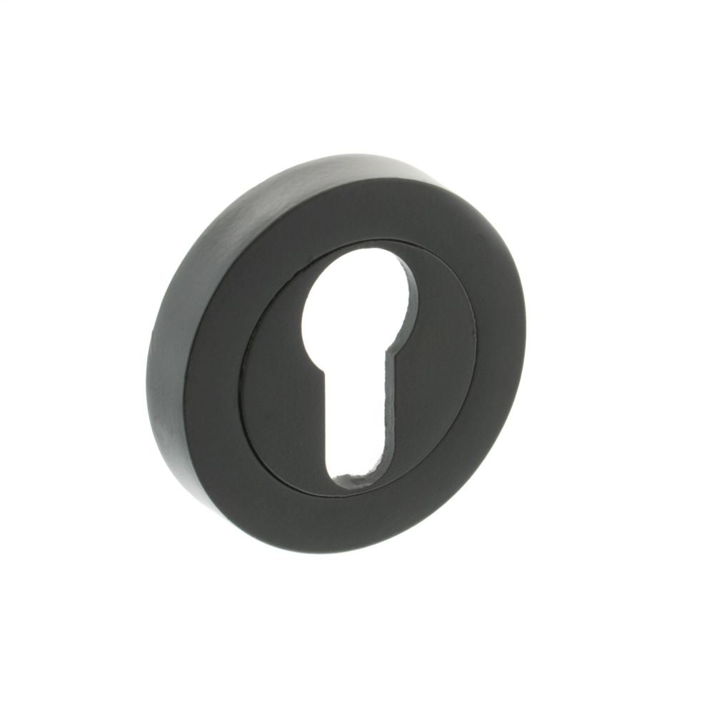 This is an image of STATUS Euro Escutcheon on Round Rose - Matt Black available to order from T.H Wiggans Architectural Ironmongery in Kendal, quick delivery and discounted prices.
