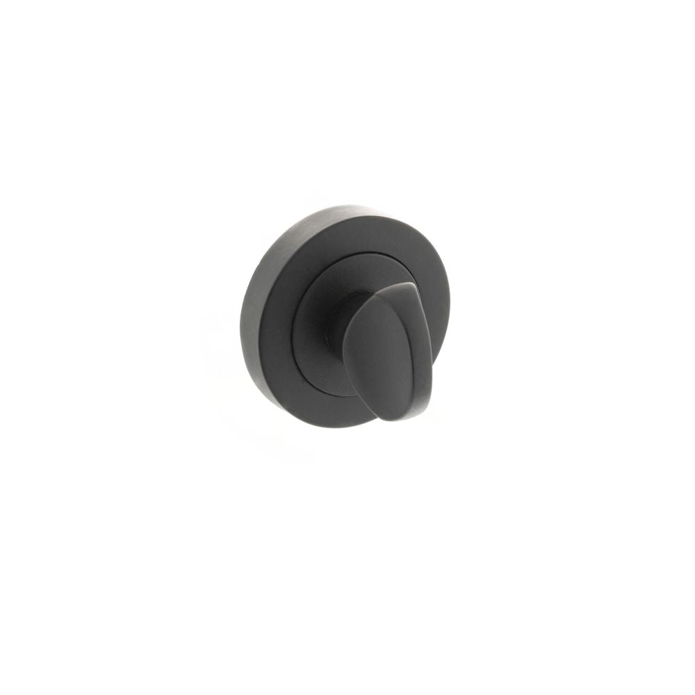This is an image of STATUS WC Turn and Release on Round Rose - Matt Black available to order from T.H Wiggans Architectural Ironmongery in Kendal, quick delivery and discounted prices.